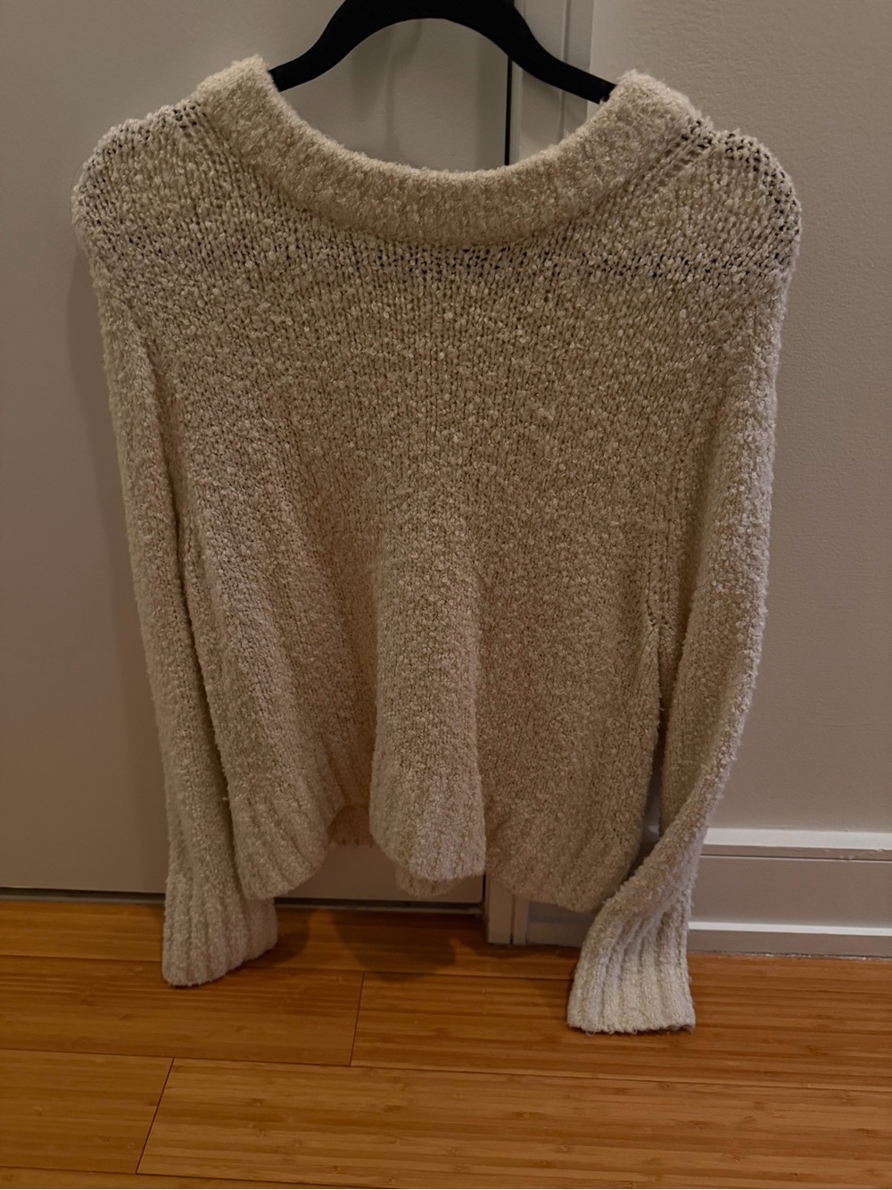 Zara Cream Textured Crew Neck Sweater